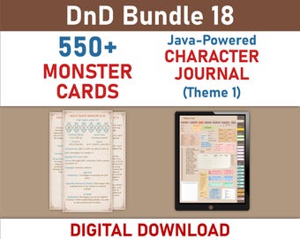 Monster Cards and Digital Character Journal Theme 1 Bundle (SRD5.1)