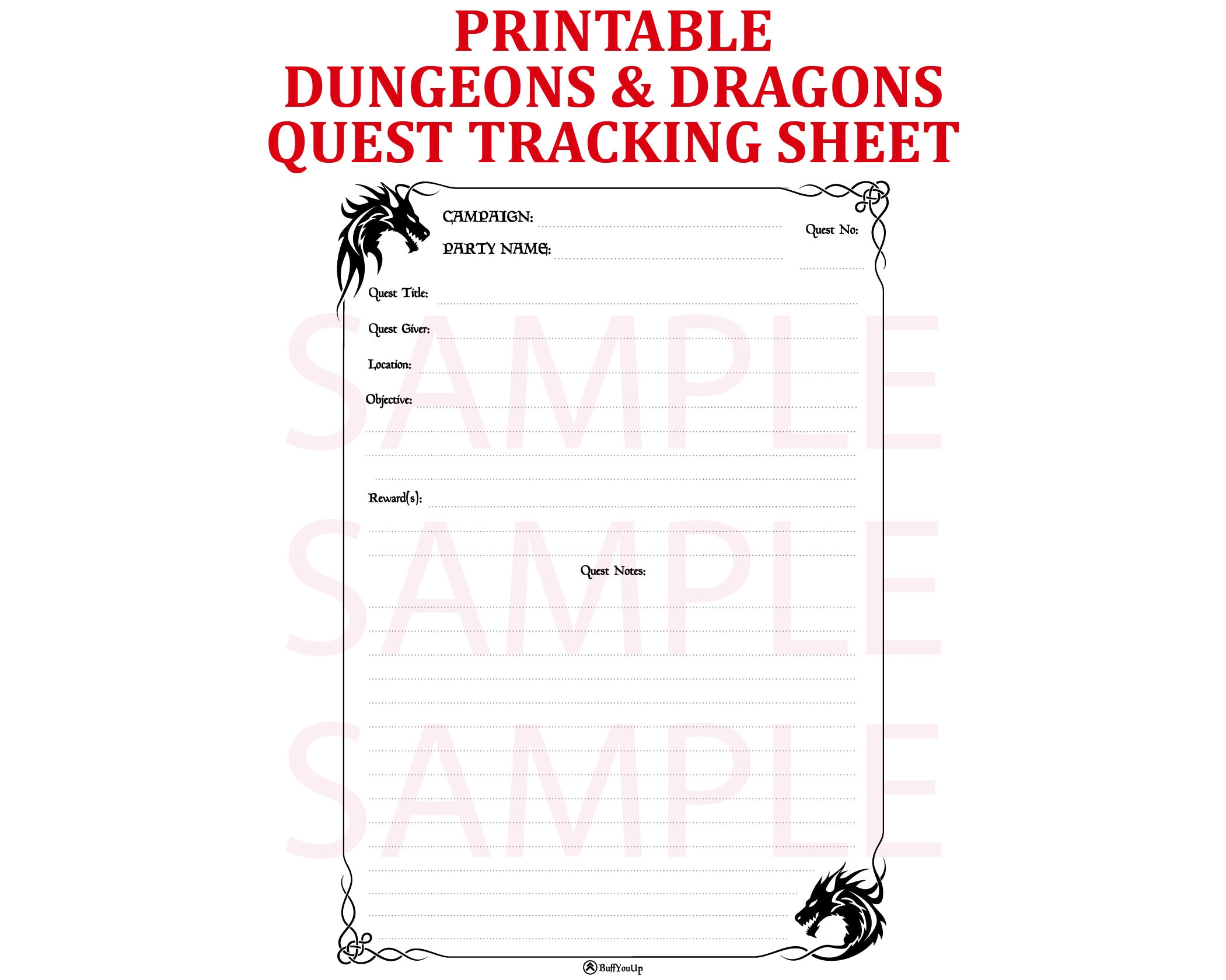 Printable Dnd Quest Sheet Printable Dungeons and Dragons Etsy Australia