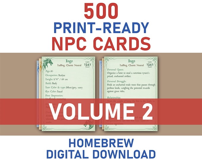 BuffYouUp's Homebrew Printable NPC Cards Bundle - Volume 1