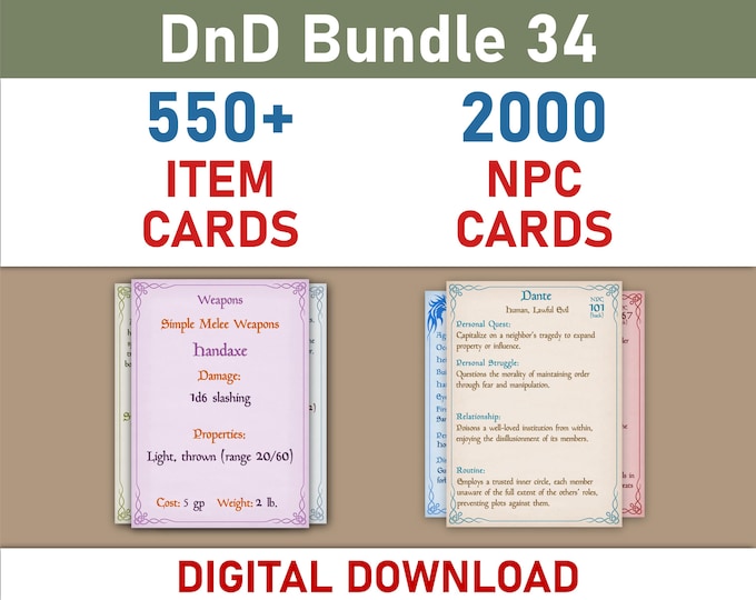 NPC Cards and Item Cards Bundle (SRD5.1)