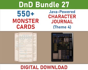 Monster Cards and Digital Character Journal Theme 3 Bundle (SRD5.1)