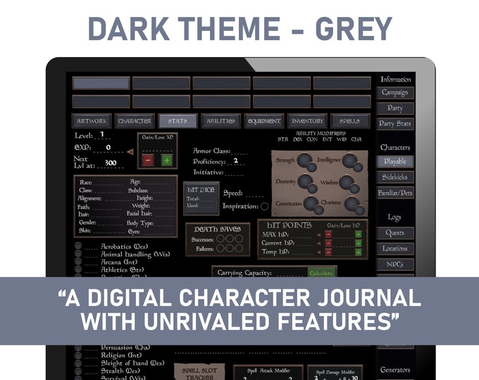 Journal - Dark Theme (Grey)