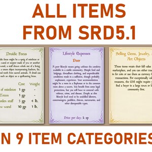 Dnd Equipment Cards Digital Download, Printable Dnd Item Cards Bundle ...
