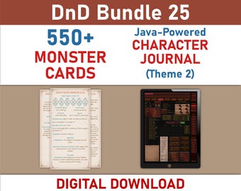 Monster Cards and Digital Character Journal Theme 2 Bundle (SRD5.1)