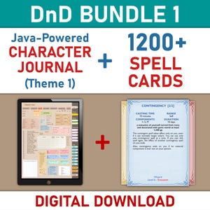 Cartas de Magia DnD para Download Digital, Diário de Personagem Digital, Livro de Magia Dnd para Imprimir, Pacote, Folhas de Personagem D&D Dungeons and Dragons 5e