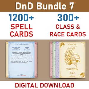 DnD Spell Cards Digital Download, Printable Dnd Spell Book, DnD Class Ability Cards, Dungeons and Dragons Race Cards, DnD Bundle