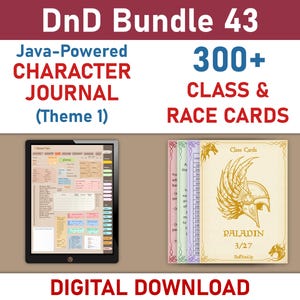 Dungeons and Dragons Digital Character Journal, Printable DnD Class and Race Cards, Dungeons and Dragons 5e D&D Card Deck
