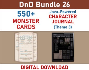 Monster Cards and Digital Character Journal Theme 2 Bundle (SRD5.1)