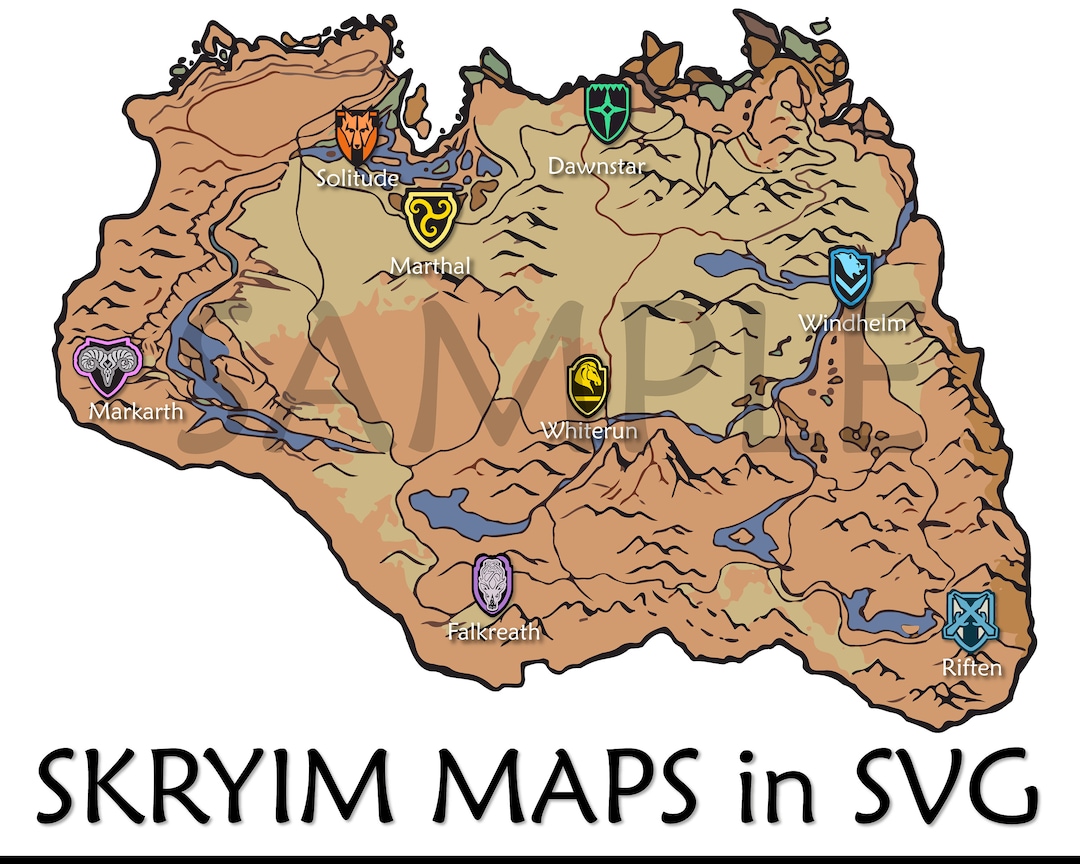 SKYRIM MAP in SVG Format Digital Download Elder Scrolls Etsy