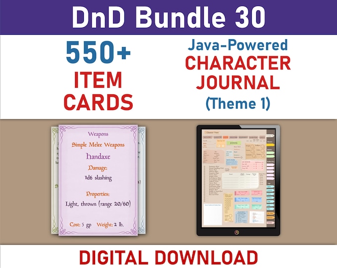 Item Cards and Digital Character Journal Cards