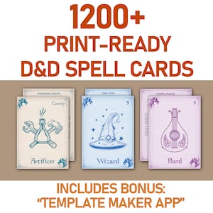 DnD Spell Cards Digital Download, Printable Dnd Spell Book Bundle, Spell Cards DnD, Dungeons and Dragons Spell Cards Bundle