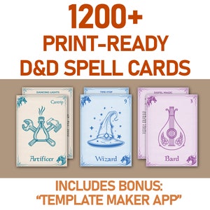 Download digital de cartões de feitiço DnD, pacote de livro de feitiços Dnd para impressão, pacote de cartões de feitiço DnD, Dungeons and Dragons