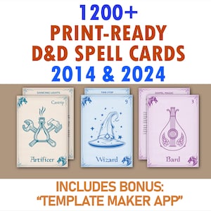 DnD 5e Spell Cards Bundle: 1200+ Printable Cards (Digital Download)
