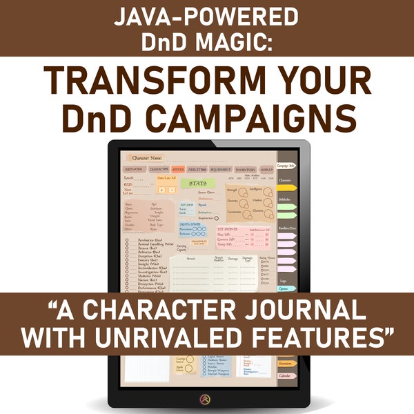 Digital DnD Character Journal, Dungeons and Dragons 5e Digital Journal, Digital D&D Character Sheets with Spell Cards, DnD Digital Planner