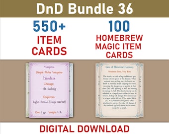 Homebrew Magic Itam Cards and Item Cards Bundle (SRD5.1)