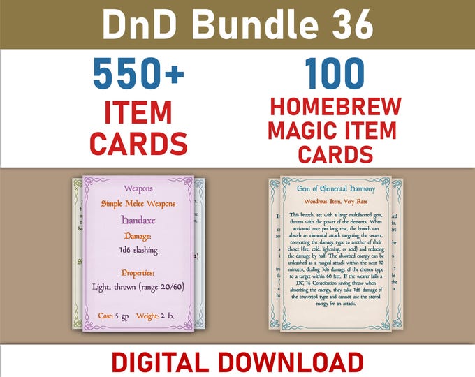 Homebrew Magic Itam Cards and Item Cards Bundle (SRD5.1)