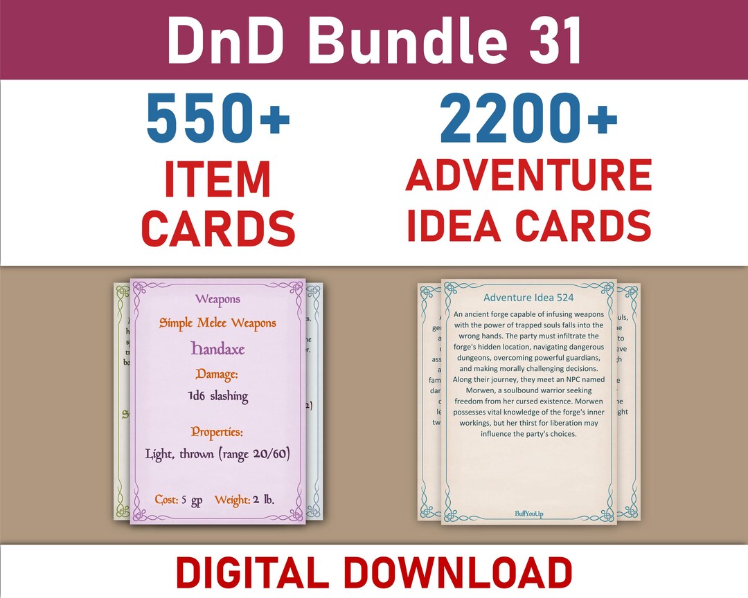 Dnd Equipment Cards Digital Download, Printable Dnd Item Cards Bundle ...
