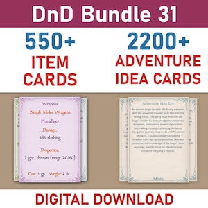 DnD Equipment Cards Digital Download, Printable DnD Item Cards Bundle, Dungeons and Dragons Adventure Ideas, Quest Cards, Tracking Sheets