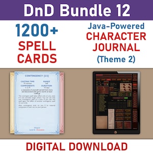 Dungeons and Dragons Digital Character Journal, Printable Dnd Spell Cards, Dungeons and Dragons Spell Book and Character Journal