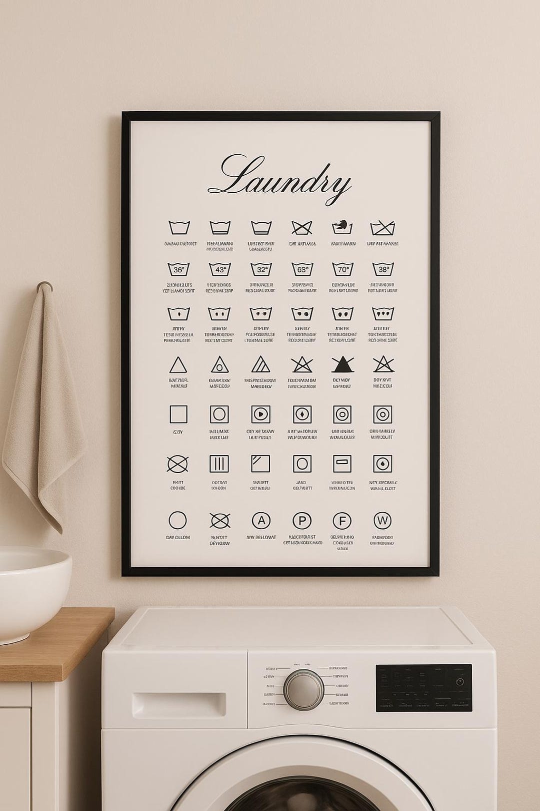 Laundry Symbols Wall Art Printable Laundry Room Decor Digital Download ...