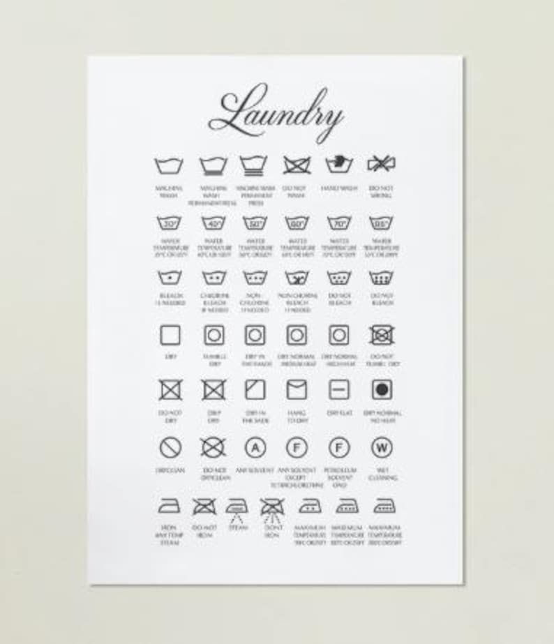 Laundry Symbols Wall Art Printable Laundry Room Decor Digital Download ...