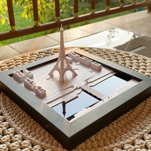 Modèle de Paris imprimé en 3D - Impression de carte de Paris 3D - Paris Skyline Art - Décor de pièce esthétique - Sculpture de décor minimaliste - Décor d'étagère