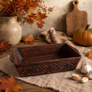 Red Clay Roasting Dish, Handmade Ceramic Baking Pan 3L, Rectangular Casserole Dish, Natural Pottery Bakeware, Housewarming Gift
