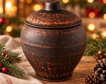 Individual Clay Baker with Lid 500ml, Handmade Pot Roast Pot, Christmas Side Dish, Rustic Pottery, Stocking Stuffer