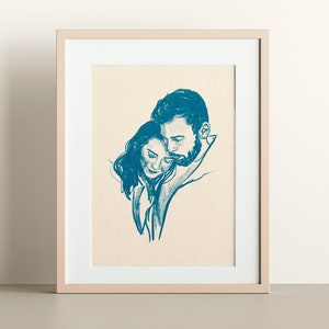 Custom Line Drawing, Couple Portrait, Minimalist Illustration, Custom Art, Anniversary Gift, Line Art, Portrait from Photo, Gift for Her image 1