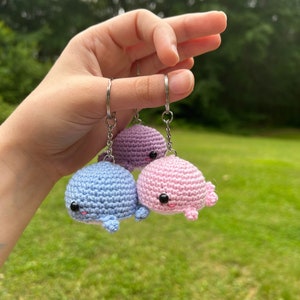 Crochet Mini Whale Keychain