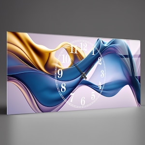 Tempered Glass Abstract Wall Clock, Abstract Style Tempered Glass Wall Clock, Housewarming Gift,Unique Home Decor extra large clock