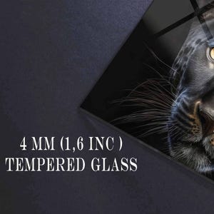 Tempered Glass Panther Wall Art, Masculine Home Decor image 9