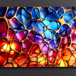 Art mural coloré en verre trempé teinté doré, art mural panoramique, dosseret en verre trempé extra large, art mural en verre pour maman