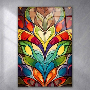 Art mural en vitrail coloré en verre trempé, art mural panoramique, dosseret en verre trempé extra large, art mural pour maman