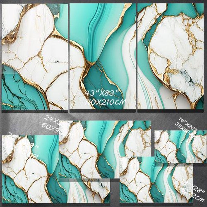 Green Gold Marble Tempered Glass Wall Art: Modern Panoramic Decor - Etsy