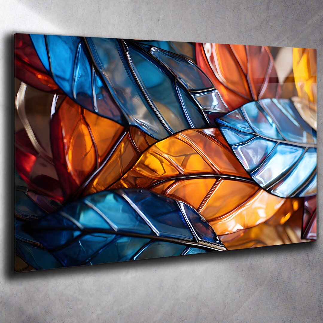 Stained Glass Painting Tempered Glass Wall Art, Stained Glass Window Glass Wall Art Work , Home ...