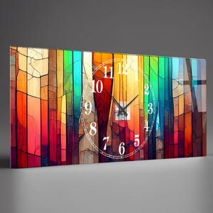 Tempered Glass Abstract Wall Clock, Abstract Style Tempered Glass Wall Clock, Housewarming Gift,Unique Home Decor extra large clock