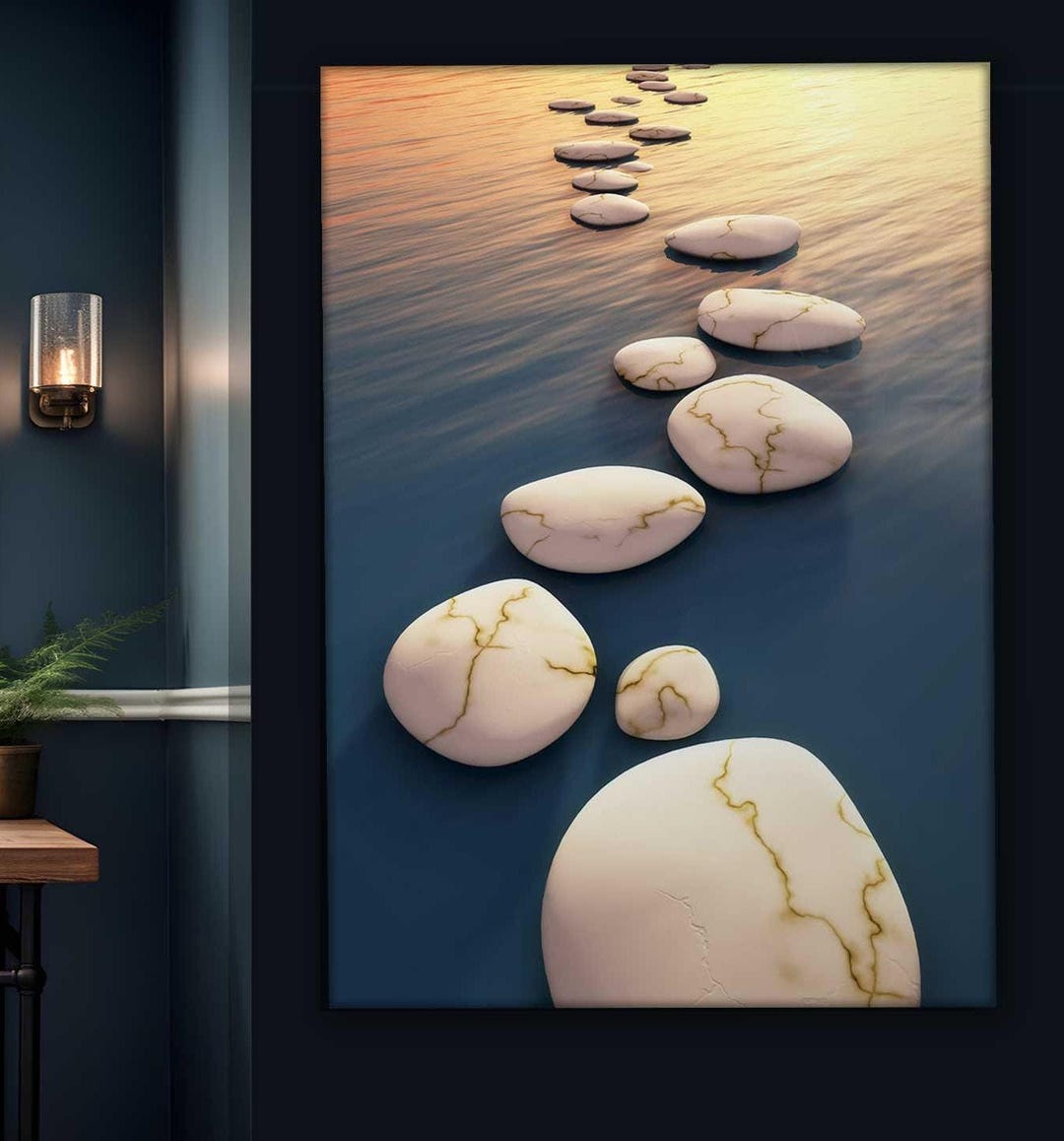 Tempered Glass Wall Art: Zen Rocks Abstract - Extra Large Panoramic - Etsy