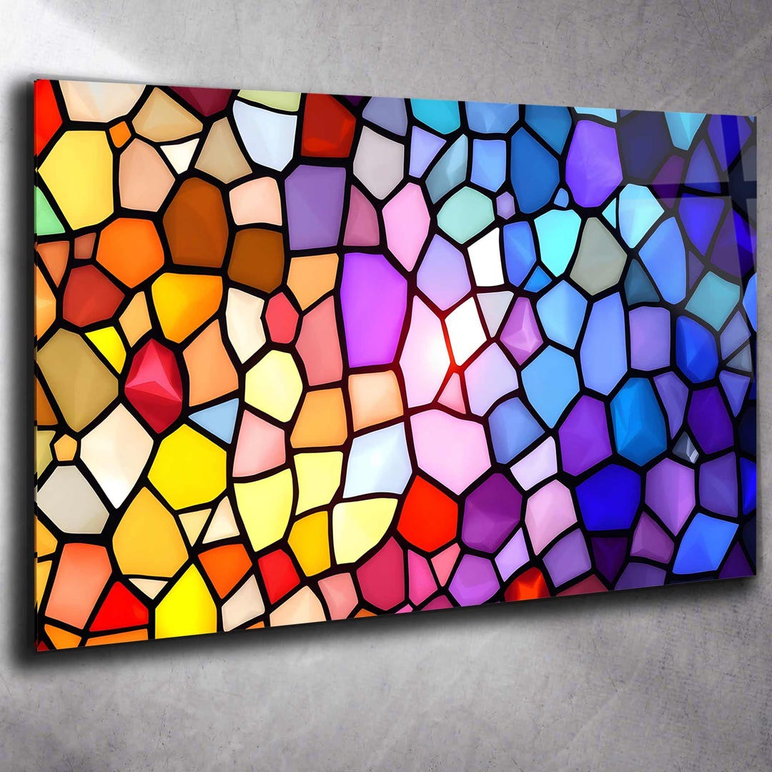 Tempered Glass Stained Glass Style Wall Art, Colorful Mosaic Panel - Etsy