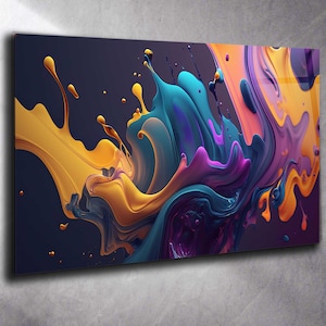 Abstract Tempered Glass Wall Art Colorful, Panoramic Wall Art Tempered Glass Backsplash Extra Large Wall Art Wall Art for Mom Wall decor