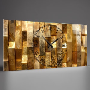 Extra grote wandklok, extra groot modern glazen wanddecor, luxe, eigentijdse statementklok, 20 x 43 inch: 50 x 110 cm