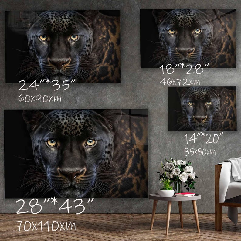 Tempered Glass Panther Wall Art, Masculine Home Decor image 6