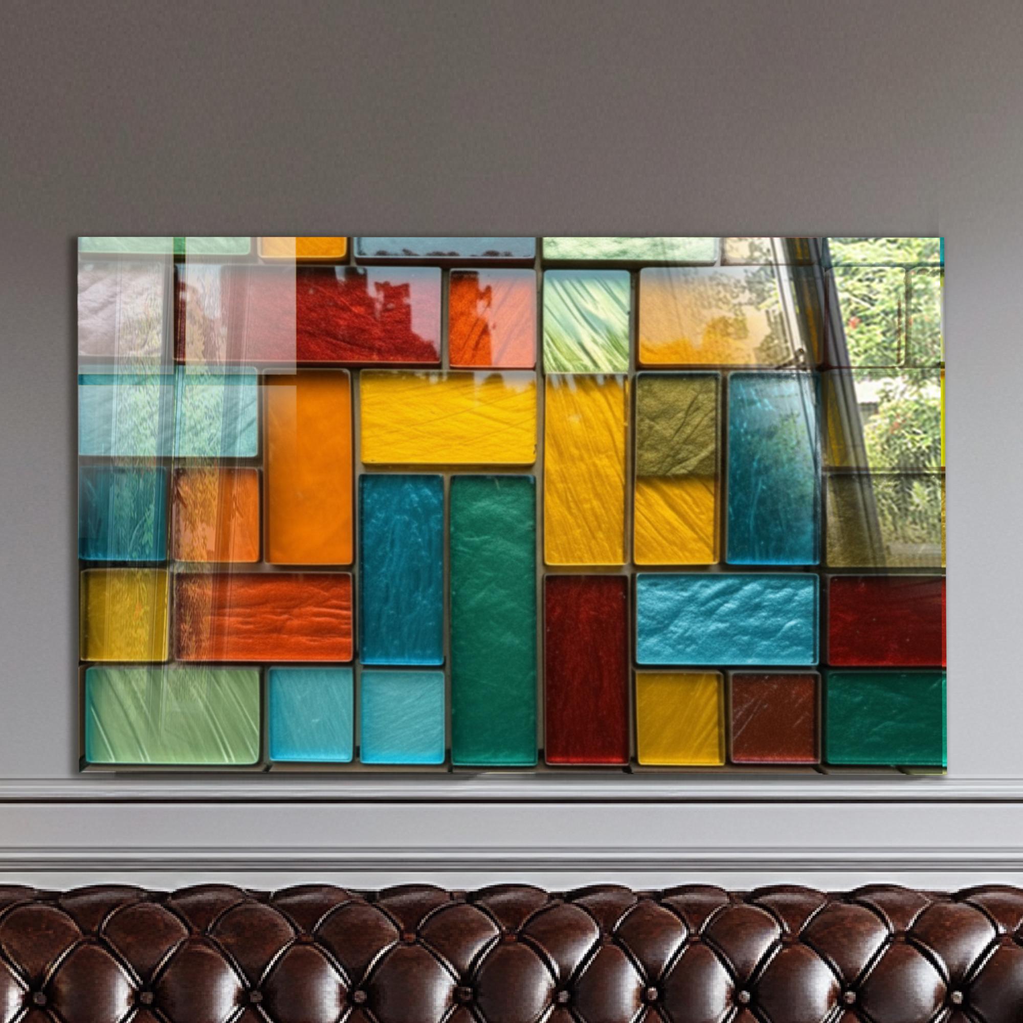 Tempered Glass Wall Art – Colorful Geometric Stained Glass Wall Art ...