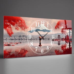 Landscape Large Wall clock  Lake, Modern wall clock, Unique wall clock, Tempered glass wall clock unique , Large clock Horiznotal Wall decor