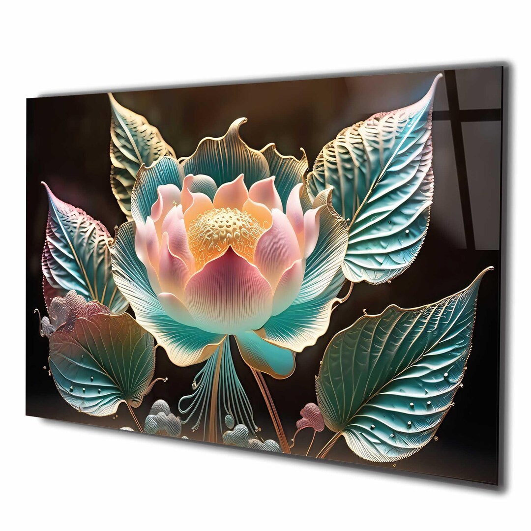 Lotus Flower Tempered Glass Wall Art Floral , Panoramic Wall Art ...