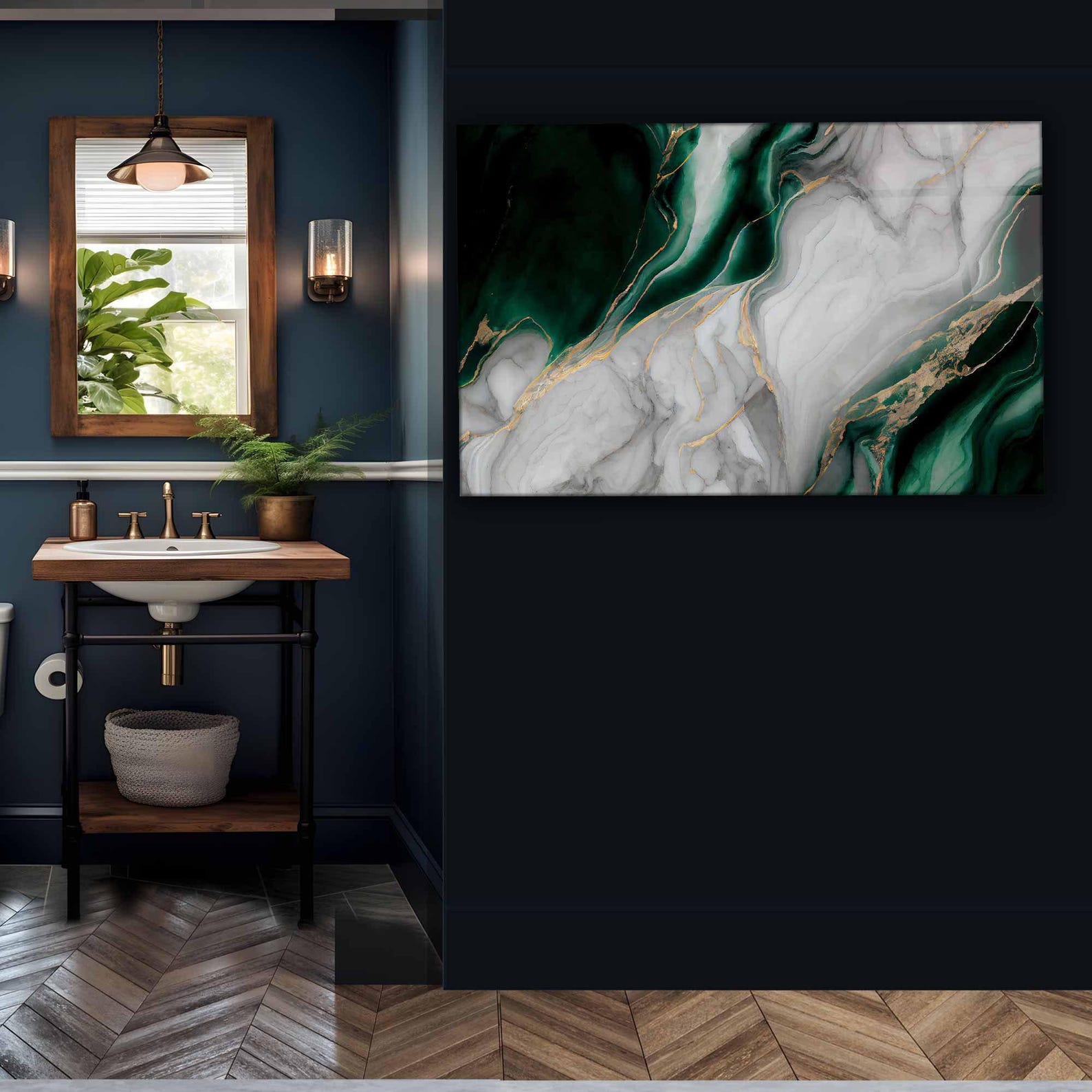 Green White Marble Tempered Glass Wall Art: Modern Home Decor - Etsy