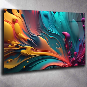 Abstract Tempered Glass Wall Art Colorful, Panoramic Wall Art Tempered Glass Backsplash Extra Large Wall Art Wall Art for Mom Wall decor