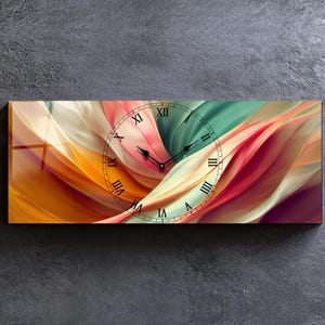 Abstract Swirl Tempered Glass Wall Clock, personalized clock, Uv printing, Stove Backsplash, Unique Wall Clock, Wall Art Gift For Mom