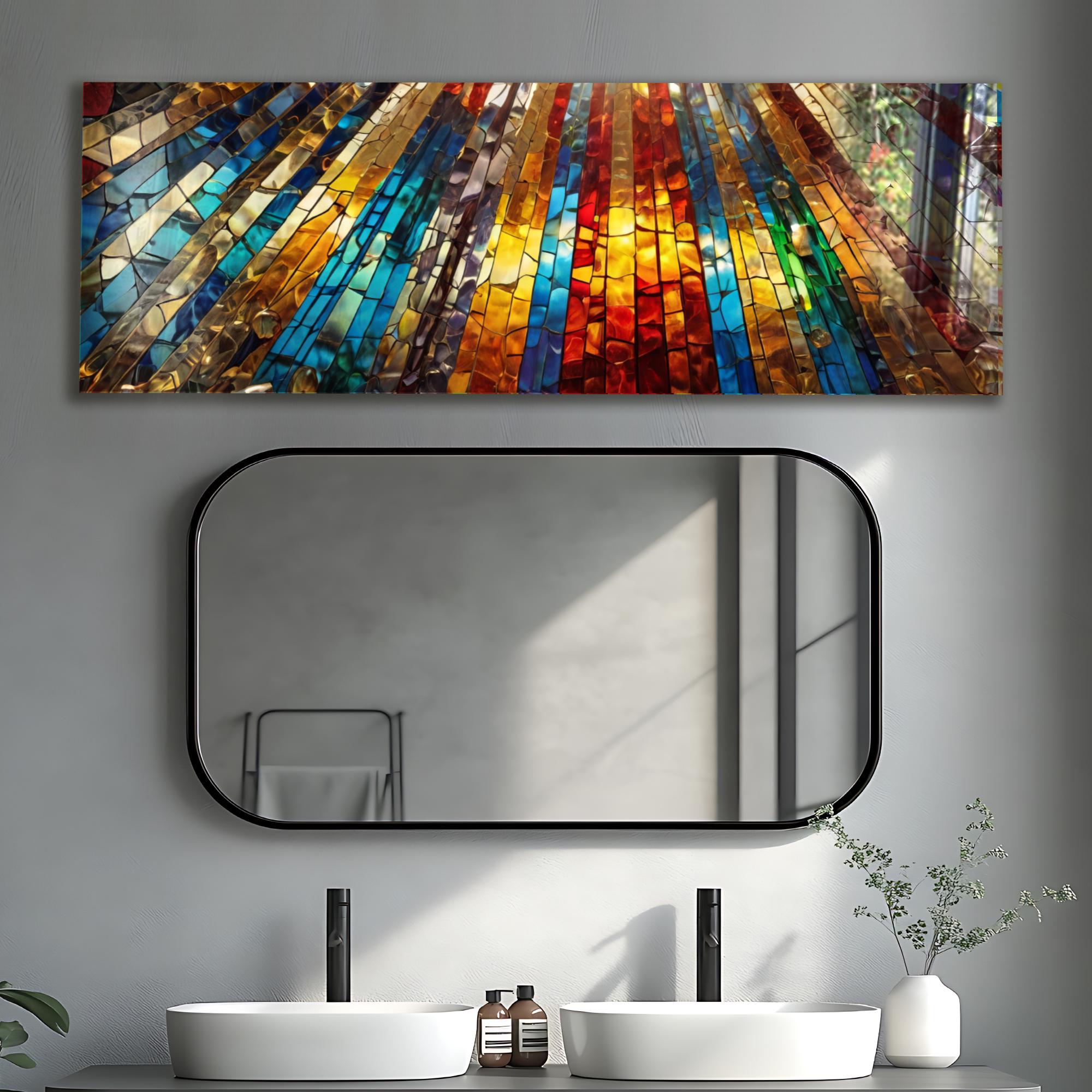 Extra Large Panoramic Stained Glass Tempered Glass Wall Art - Colorful ...