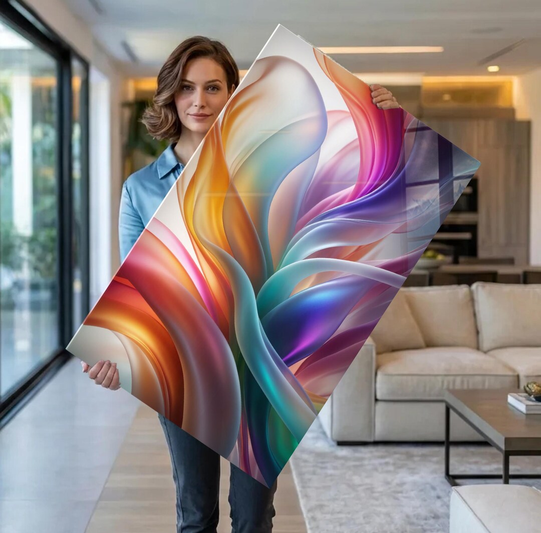 Tempered Glass Wall Art Extra Large Abstract Colorful Wall Art ...